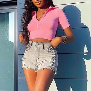 Distressed detail cut off shorts, grey, size 7 NWT